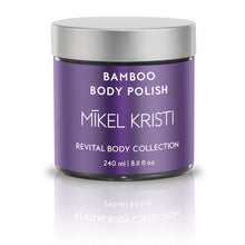 Load image into Gallery viewer, Bamboo Smoothing Body Polish by Mikel Kristi Skincare 8oz jar with plumb label
