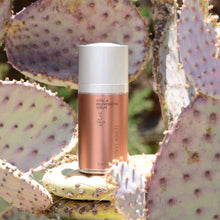 Load image into Gallery viewer, Vital A Rejuvenating Serum 15ml photographed on a Prickly Pear Cactus. Product is by Mikel Kristi Skincare, based in the Arizona desert. This product is Step 3: Treat, and comes in a 15ml airless pump bottle with metallic maroon colored label.
